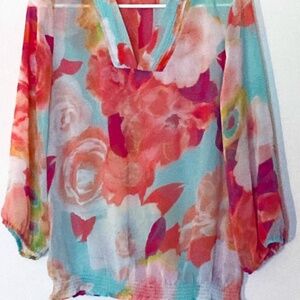 Floral Sheer Blouse sz M by a.n.a